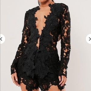 Missguided black co ord  crochet lace jacket/shirt